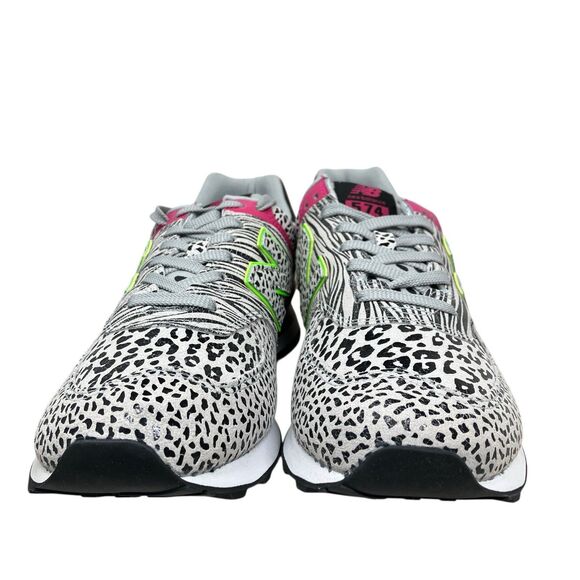 New Balance 574 Animal Print Sneakers 12 Leopard Zebra Pink Lime Retro - Picture 2 of 12